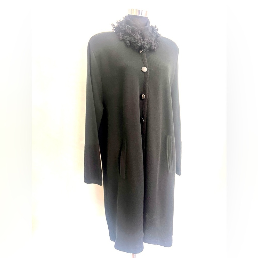 NWT Vintage Angel Design Sabri Ozel Luxury Wool Long Sweater Jacket Black Italy